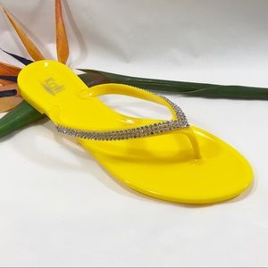 Jelly Thong V Strap Rhinestone Flip Flop Sandal